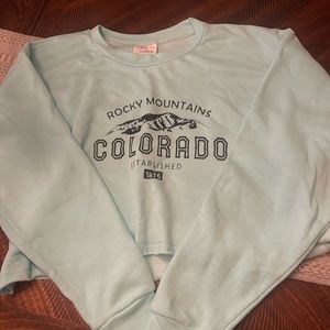 Turquoise semi-cropped medium crewneck